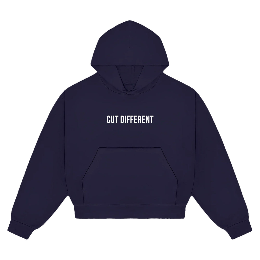 Navy Blue Cut Different Hoodie - Oberon Asscher